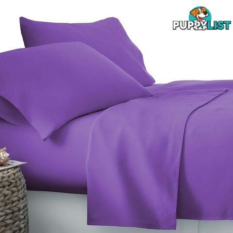 4 Piece Microfibre Sheet Set King _ Purple