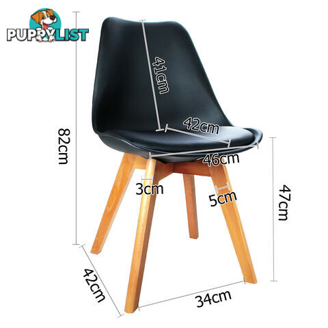 Set of 2 Dining Chair PU Leather Seat Black