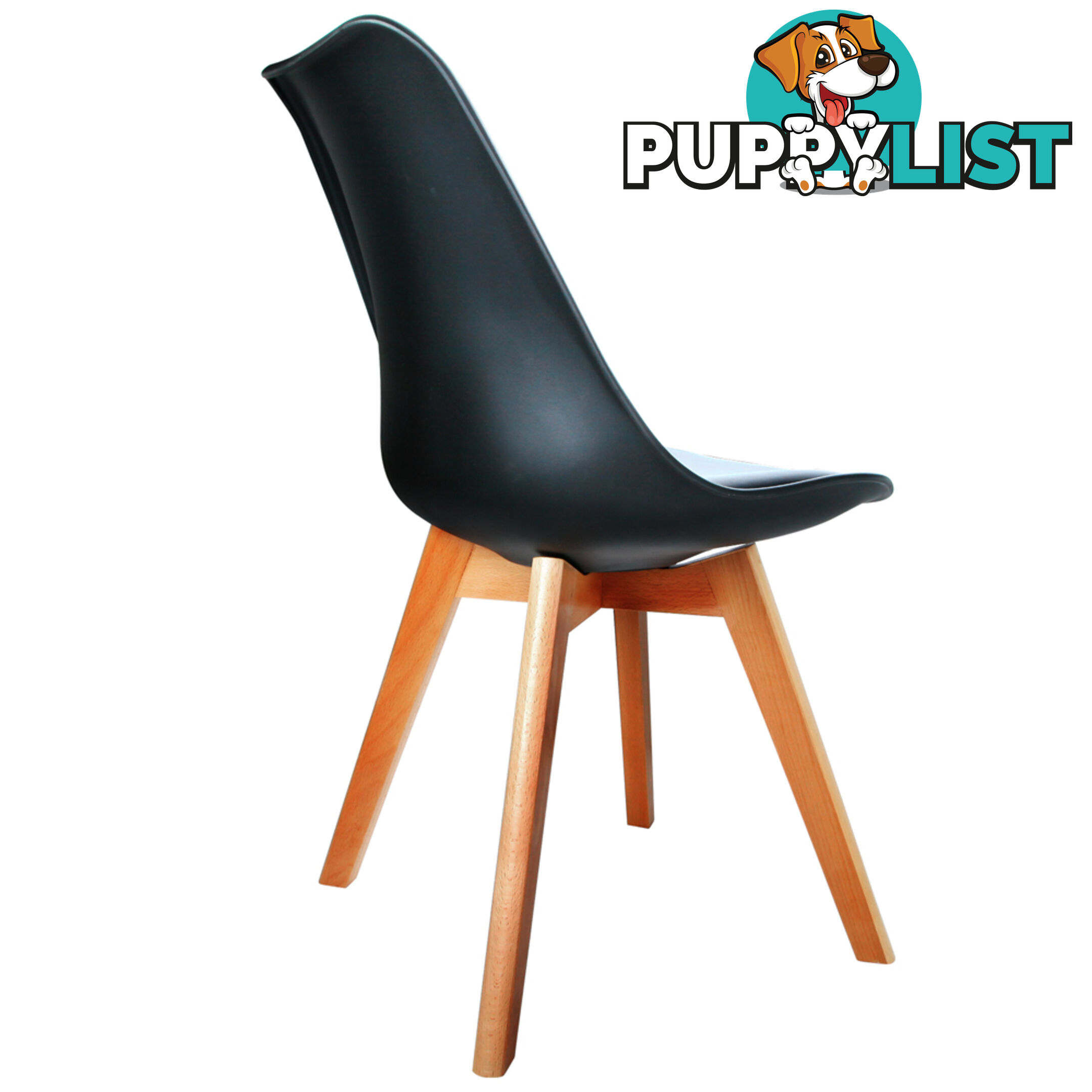 Set of 2 Dining Chair PU Leather Seat Black