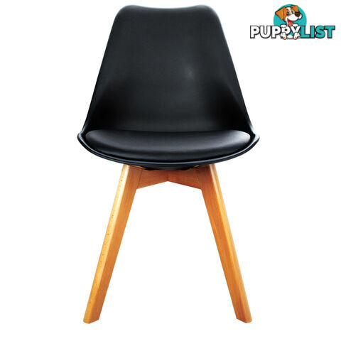 Set of 2 Dining Chair PU Leather Seat Black