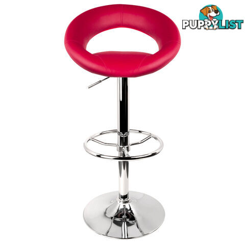 Set of 2 PU Leather Kitchen Bar Stool Red