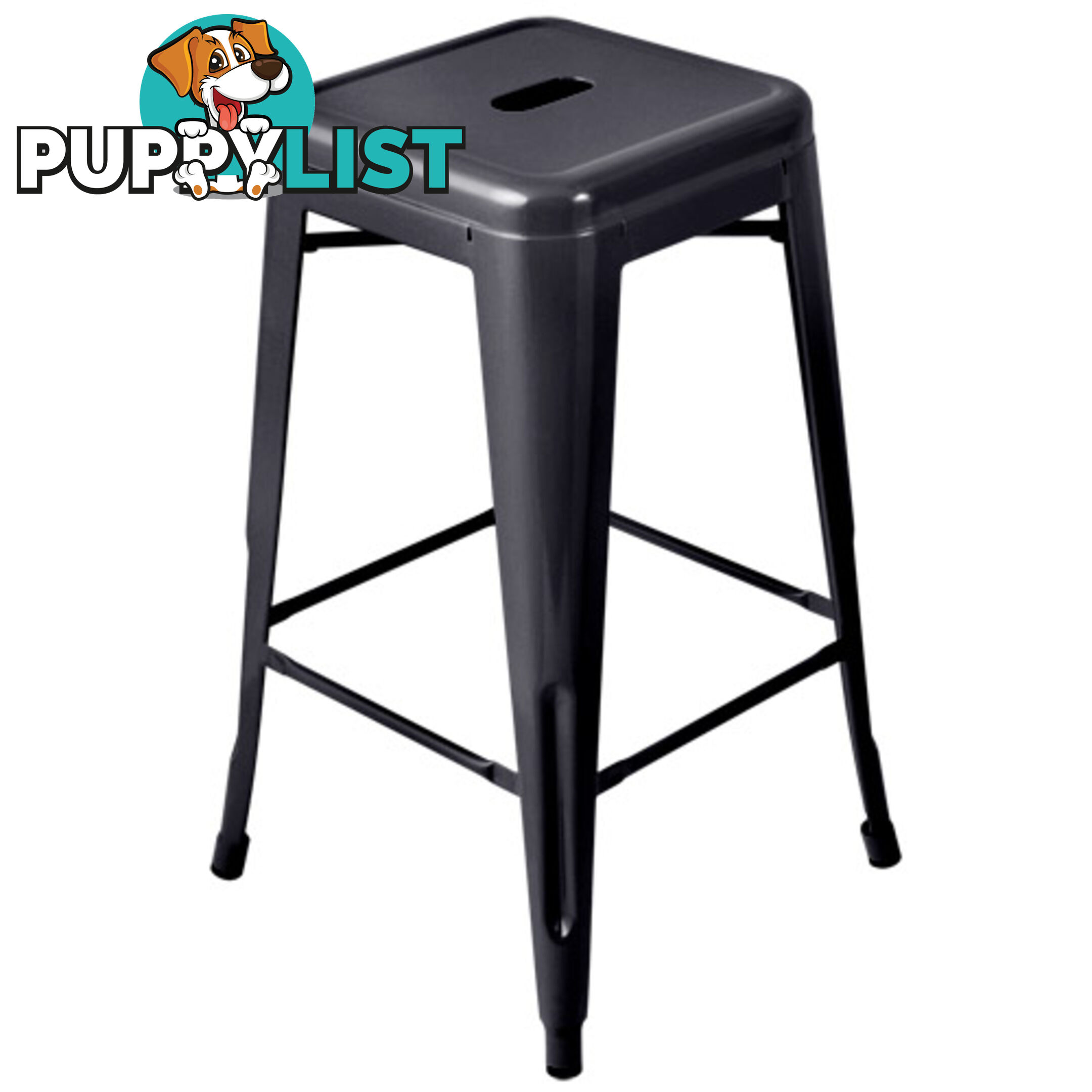 Set of 4 Replica Tolix Kitchen Bar Stool 66cm Black