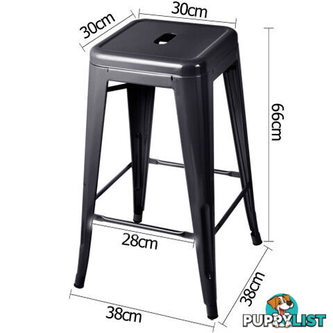 Set of 4 Replica Tolix Kitchen Bar Stool 66cm Black