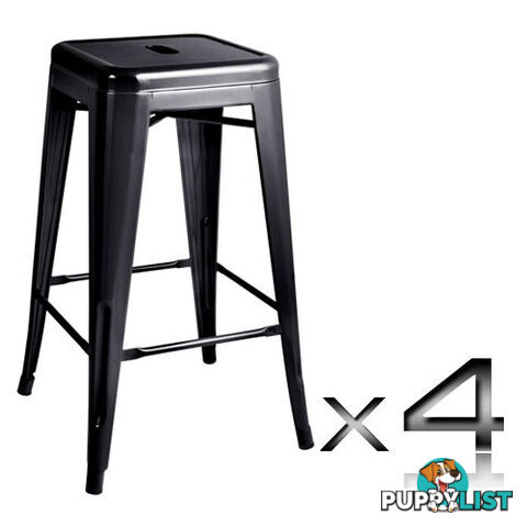 Set of 4 Replica Tolix Kitchen Bar Stool 66cm Black