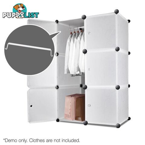 12 Cube Storage Cabinet with Hanging Bar - White