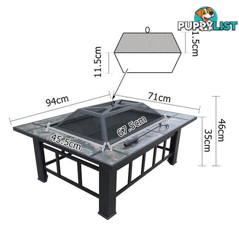 Outdoor Fire Pit BBQ Table Grill Fireplace