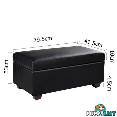 Faux Leather Storage Ottoman Large Black