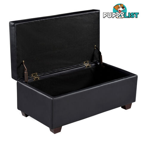 Faux Leather Storage Ottoman Large Black