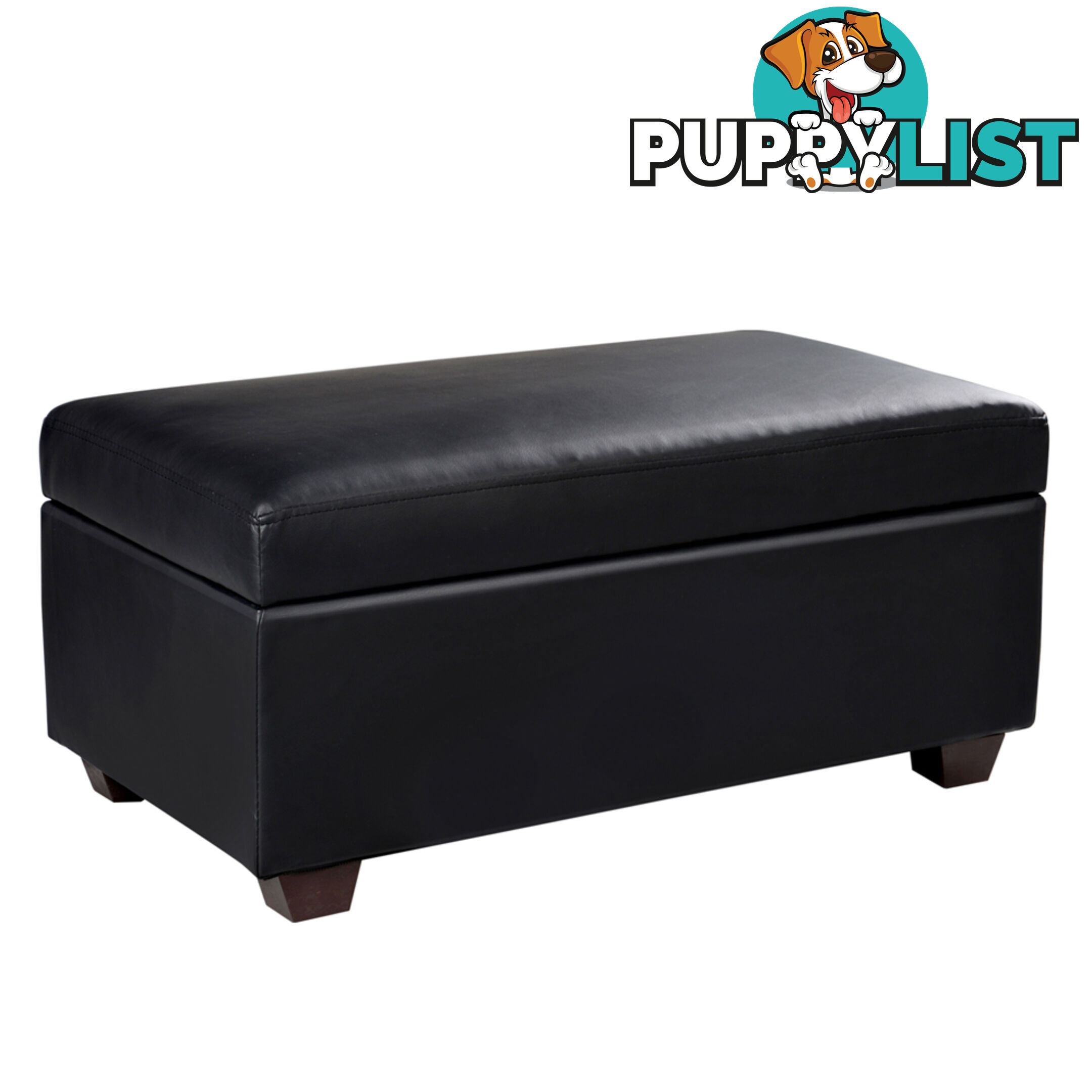 Faux Leather Storage Ottoman Large Black