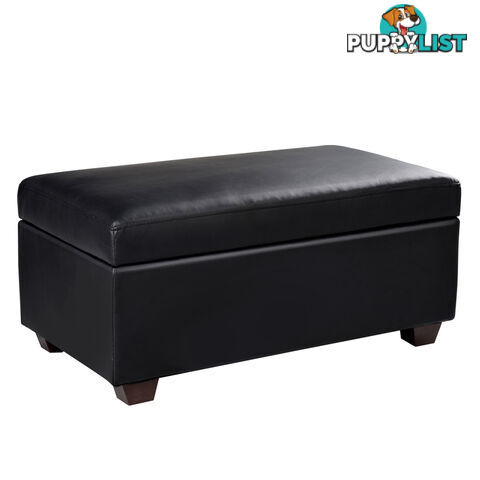 Faux Leather Storage Ottoman Large Black