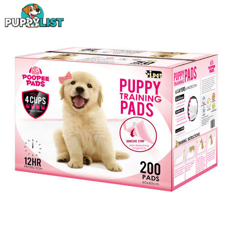 200 Puppy Pet Dog Toilet Training Pads Pink