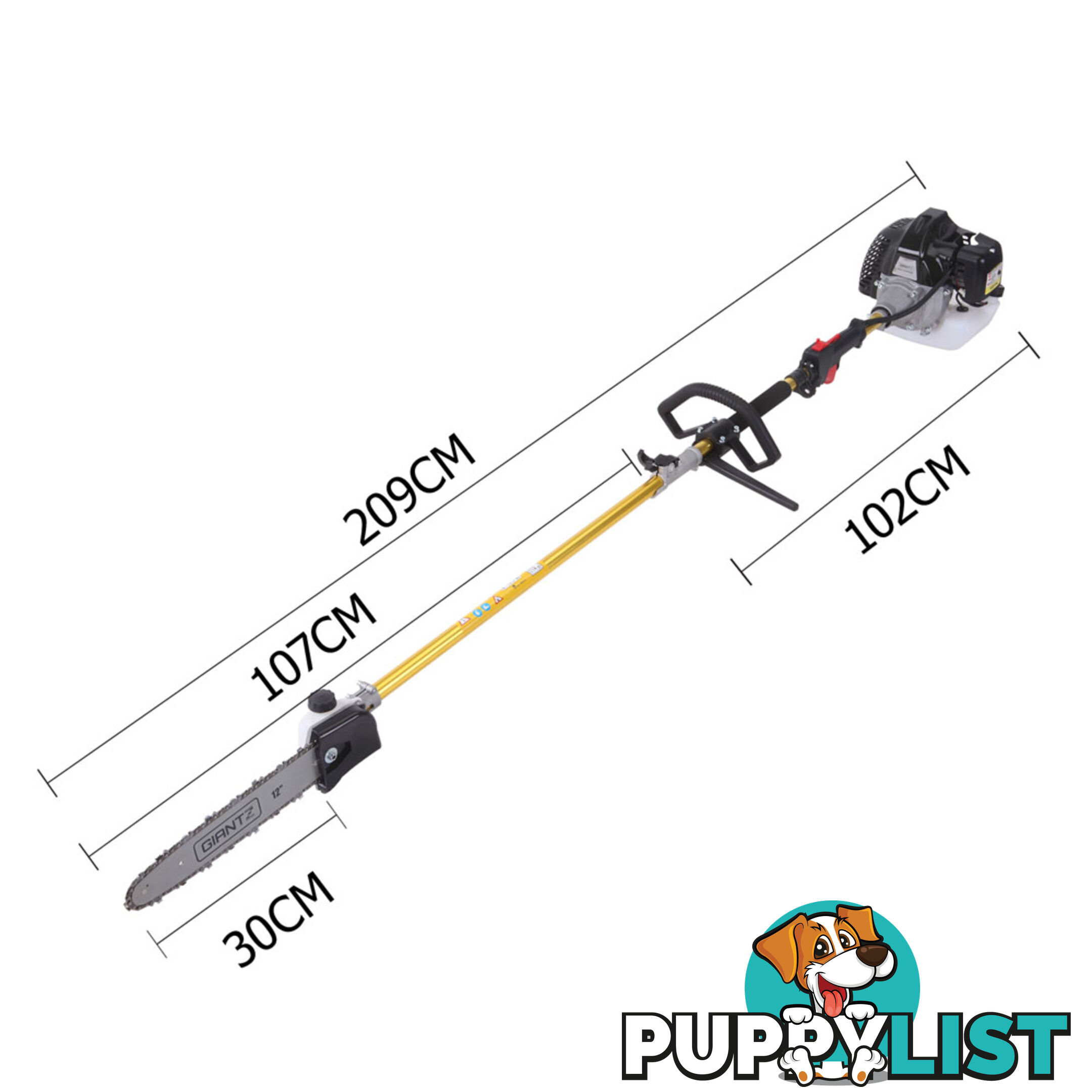 65cc 2 In 1 Petrol Pole Chainsaw Hedge Trimmer Pruner