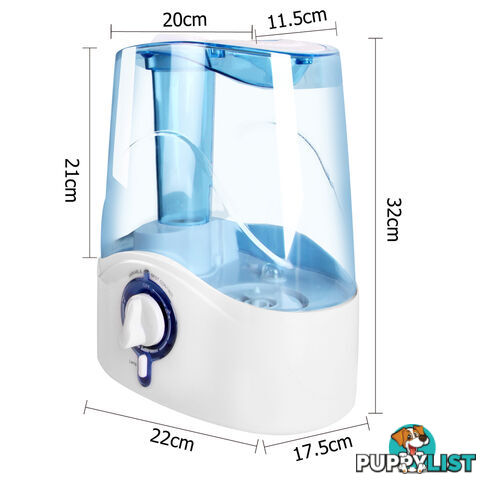 Ultrasonic Cool Mist Air Humidifier 4.5L White Blue