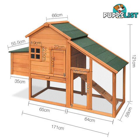 Wooden Pet Hutch with Nesting Box