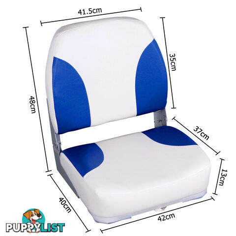 Set of 2 Swivel Folding Marine Boat Seats White Blue