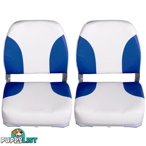 Set of 2 Swivel Folding Marine Boat Seats White Blue