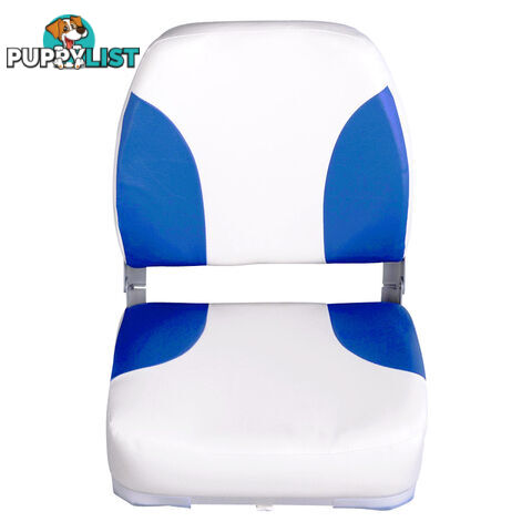 Set of 2 Swivel Folding Marine Boat Seats White Blue