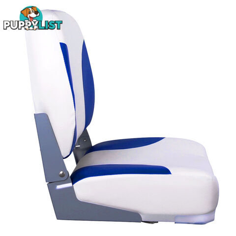 Set of 2 Swivel Folding Marine Boat Seats White Blue