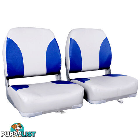 Set of 2 Swivel Folding Marine Boat Seats White Blue