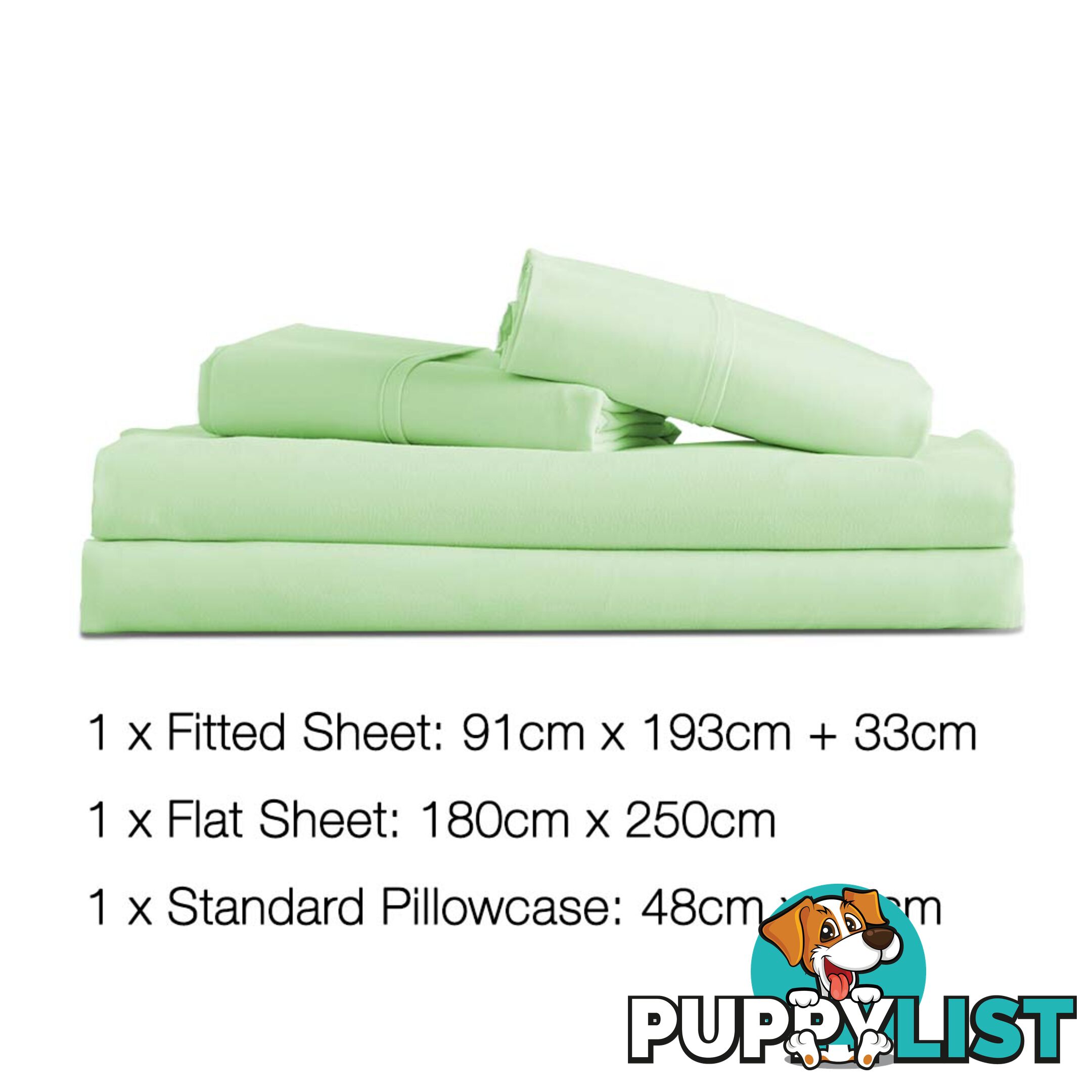 3 Piece Microfibre Sheet Set Single _ Green