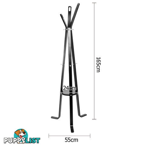 Wooden Coat Rack Clothes Stand Hanger Black