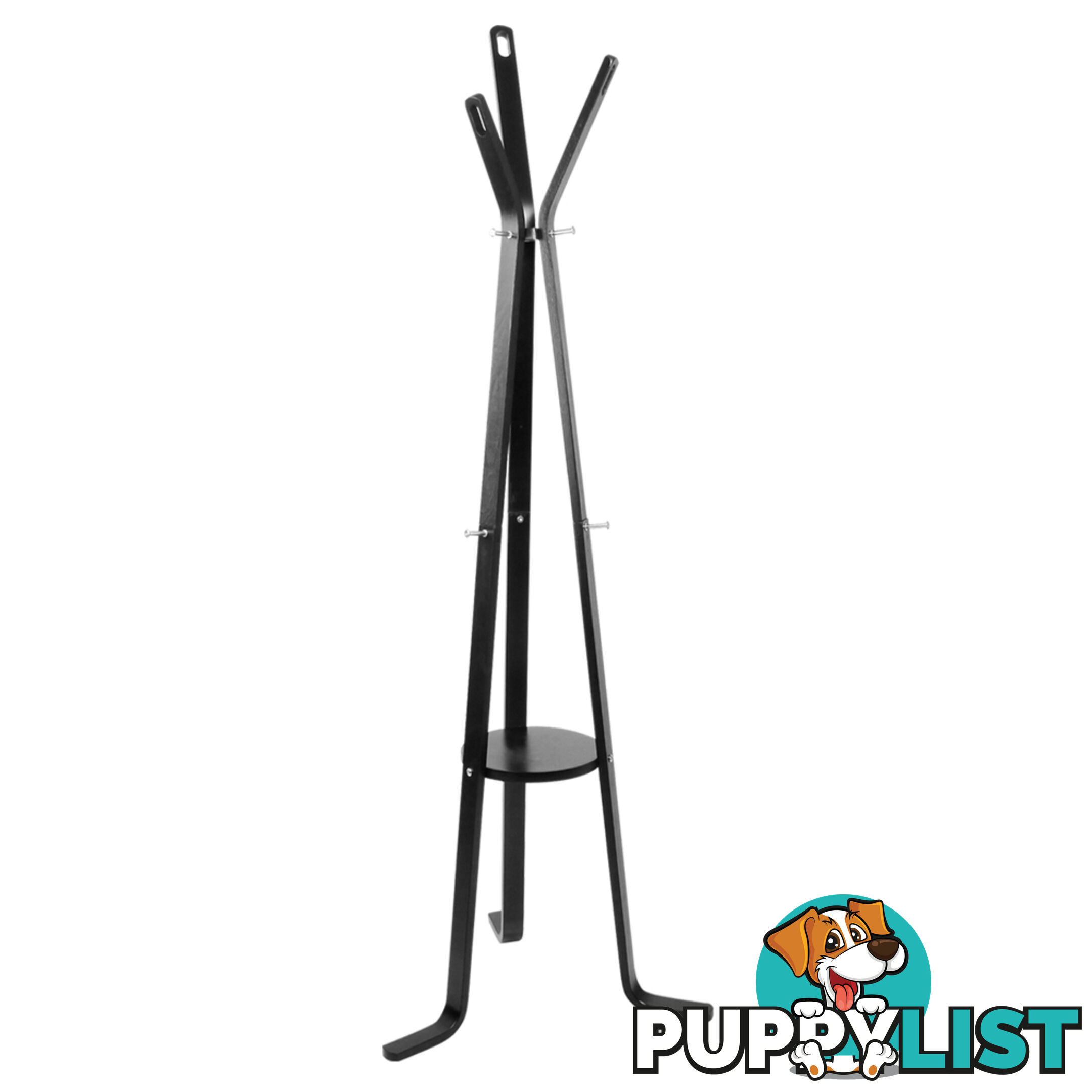 Wooden Coat Rack Clothes Stand Hanger Black