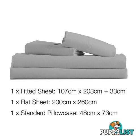 3 Piece Microfibre Sheet Set King Single _  Grey