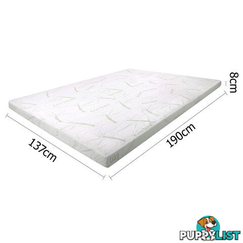 Cool Gel Memory Foam Mattress Topper w/ Bamboo Fabric Cover 8cm Double