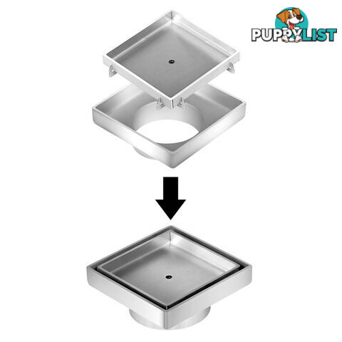 Square Stainless Steel Shower Grate Drain Floor Bathroom 75mm Depth