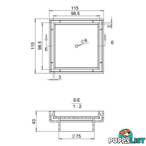 Square Stainless Steel Shower Grate Drain Floor Bathroom 75mm Depth