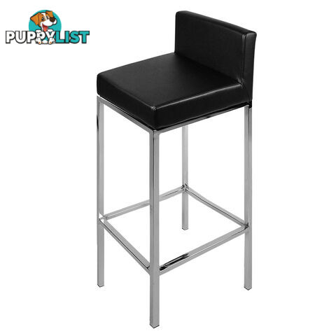 Set of 2 PU Leather Kitchen Bar Stool Black