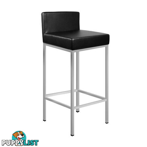 Set of 2 PU Leather Kitchen Bar Stool Black