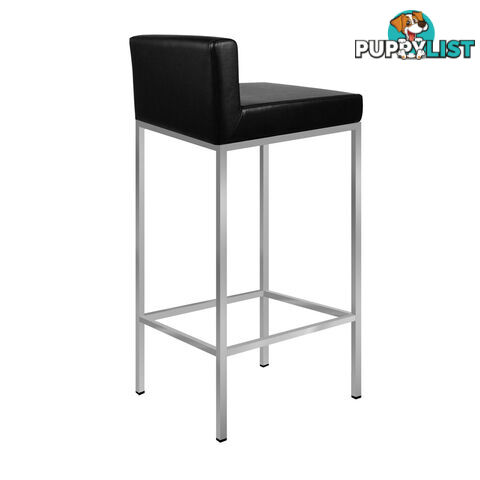 Set of 2 PU Leather Kitchen Bar Stool Black