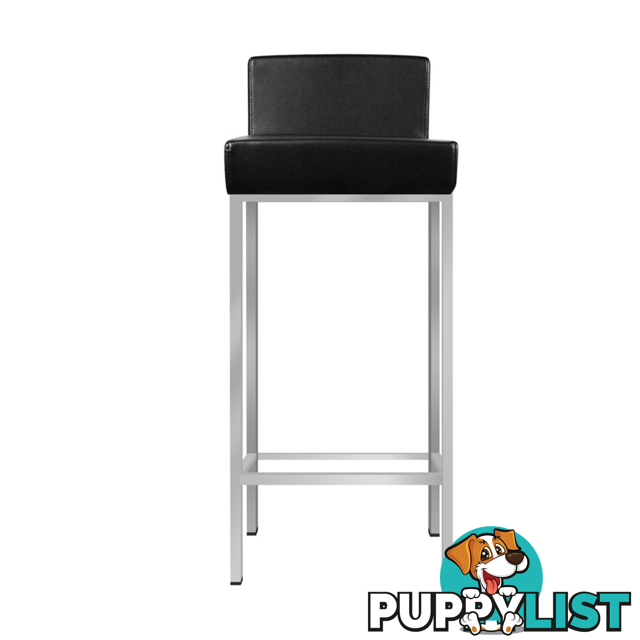 Set of 2 PU Leather Kitchen Bar Stool Black