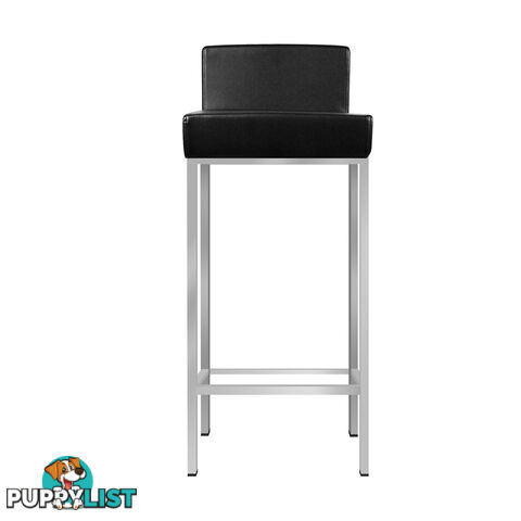 Set of 2 PU Leather Kitchen Bar Stool Black