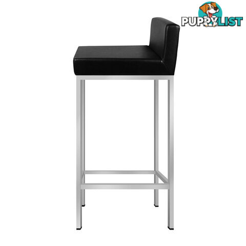 Set of 2 PU Leather Kitchen Bar Stool Black