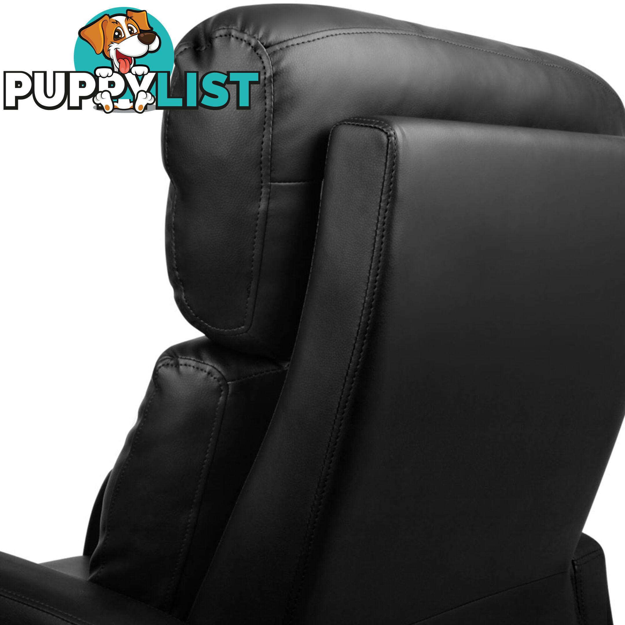 Faux Leather Armchair Recliner - Black