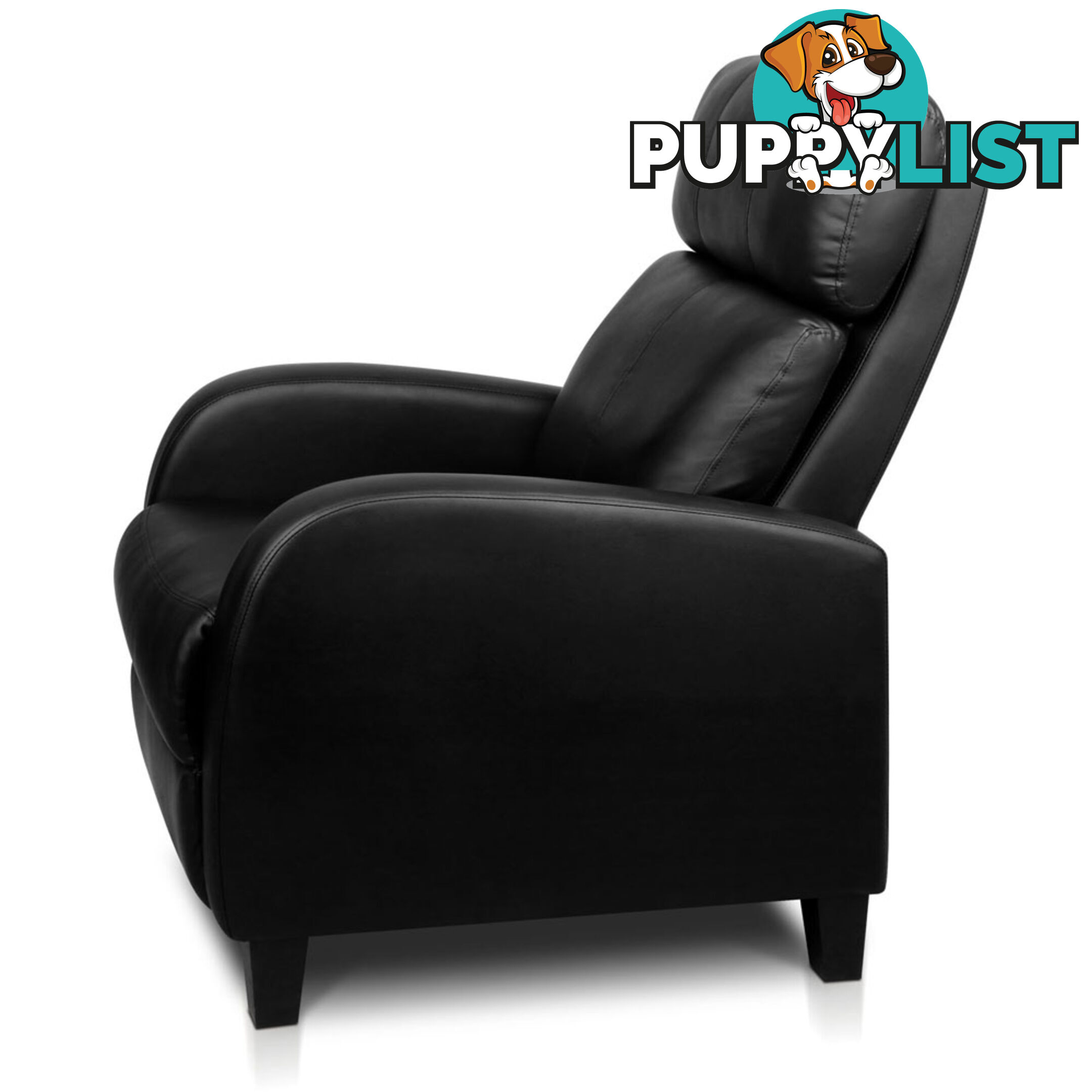 Faux Leather Armchair Recliner - Black