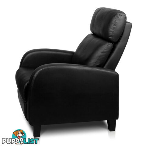 Faux Leather Armchair Recliner - Black