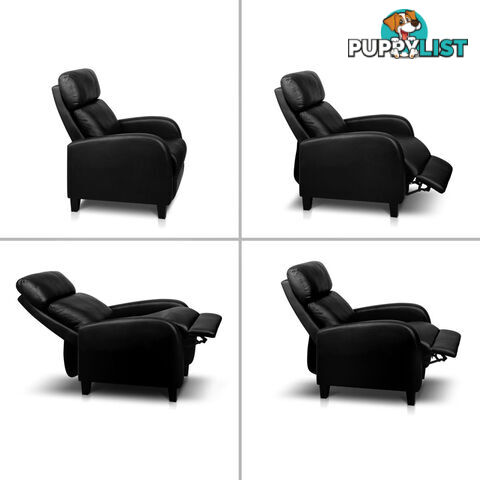 Faux Leather Armchair Recliner - Black