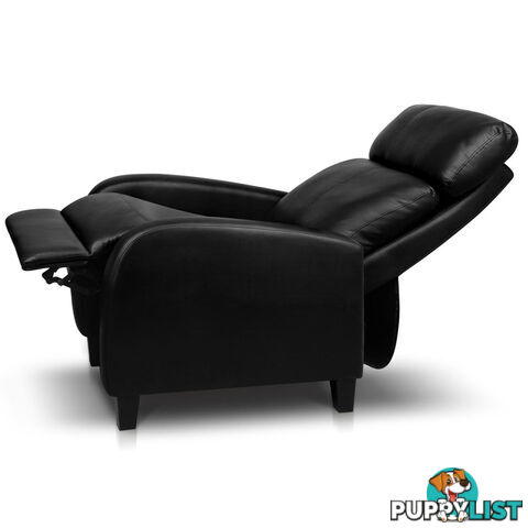 Faux Leather Armchair Recliner - Black