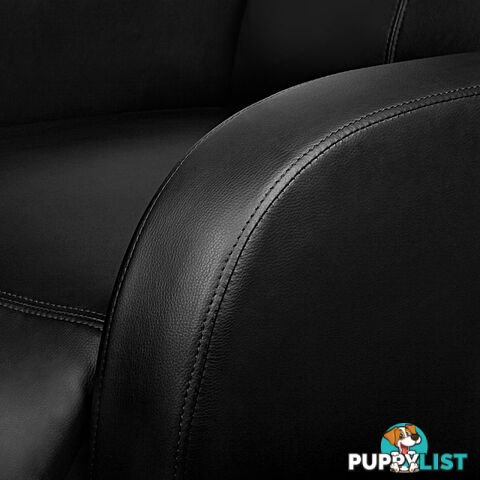 Faux Leather Armchair Recliner - Black