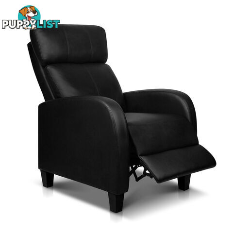 Faux Leather Armchair Recliner - Black