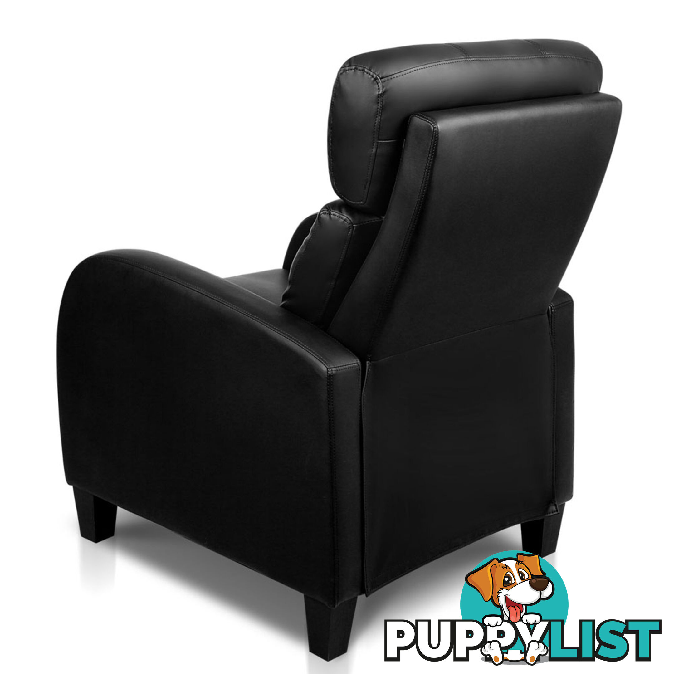 Faux Leather Armchair Recliner - Black