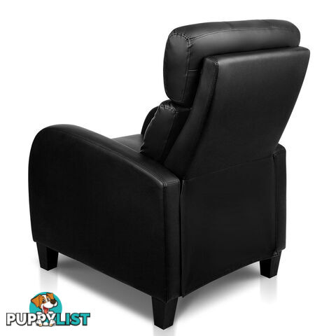 Faux Leather Armchair Recliner - Black