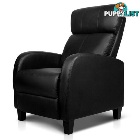 Faux Leather Armchair Recliner - Black