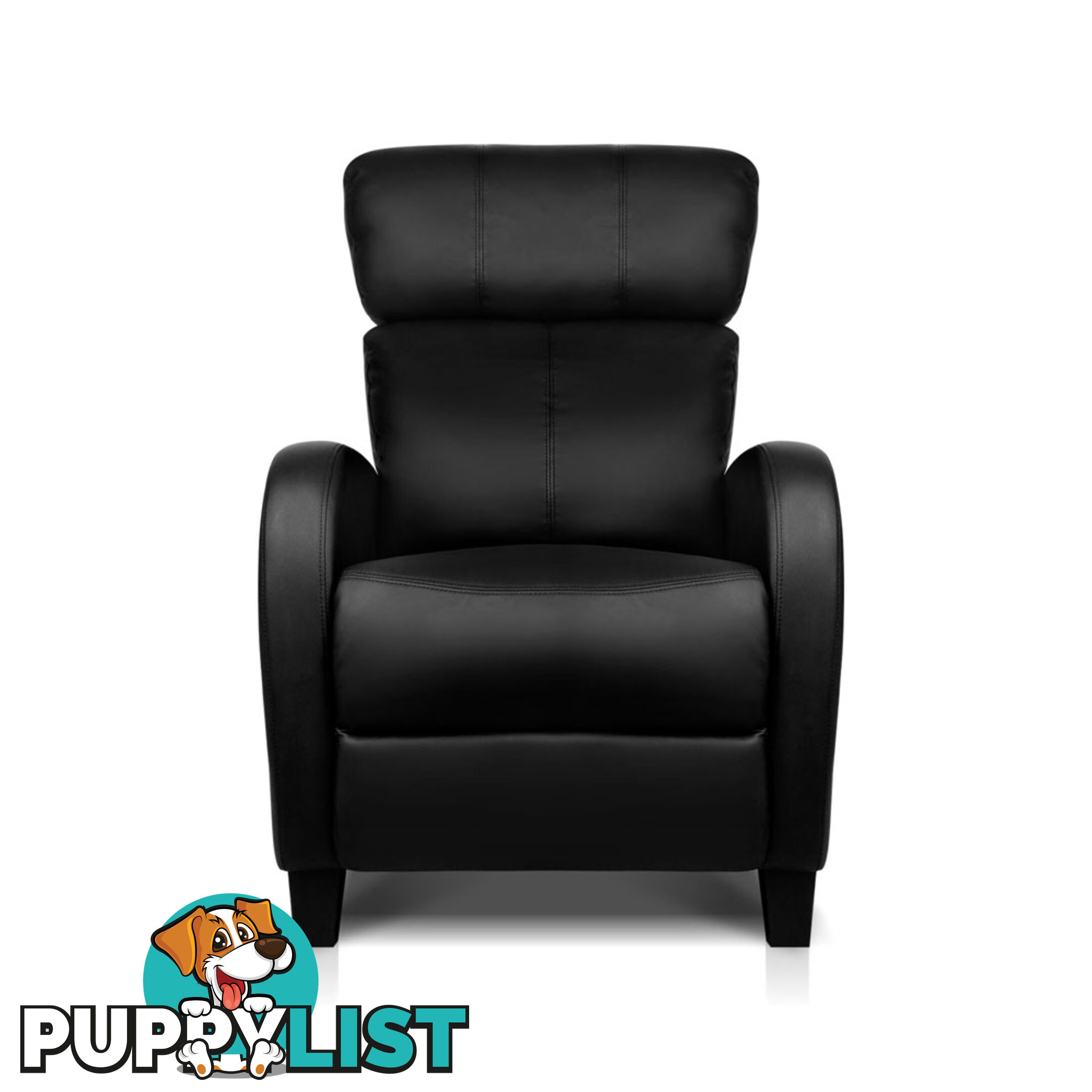 Faux Leather Armchair Recliner - Black