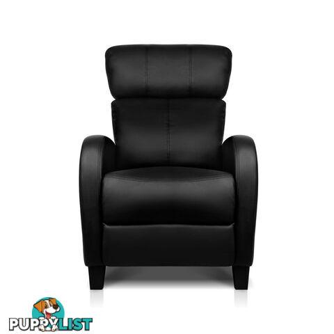 Faux Leather Armchair Recliner - Black