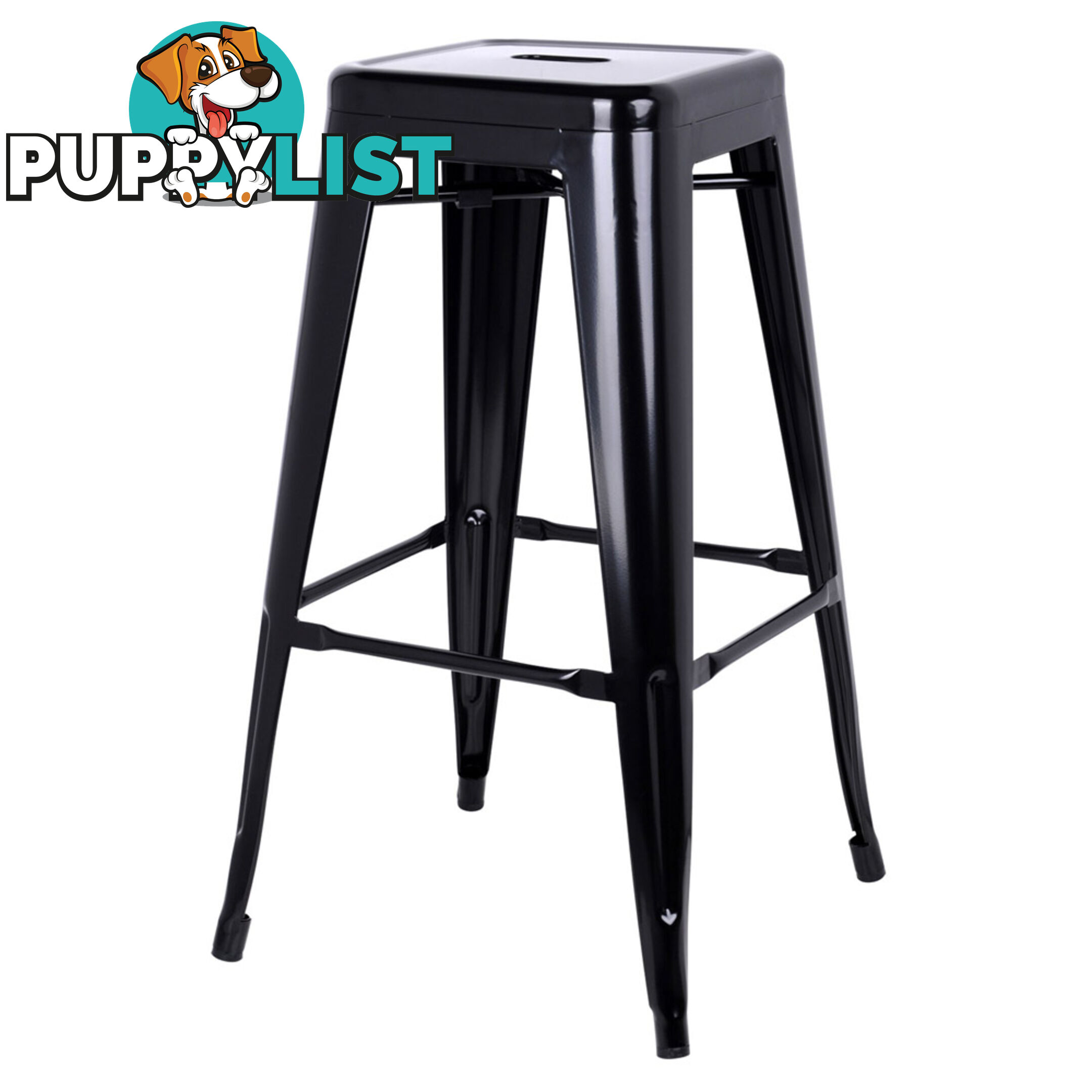 Set of 2 Steel Kitchen Bar Stool 76cm Black