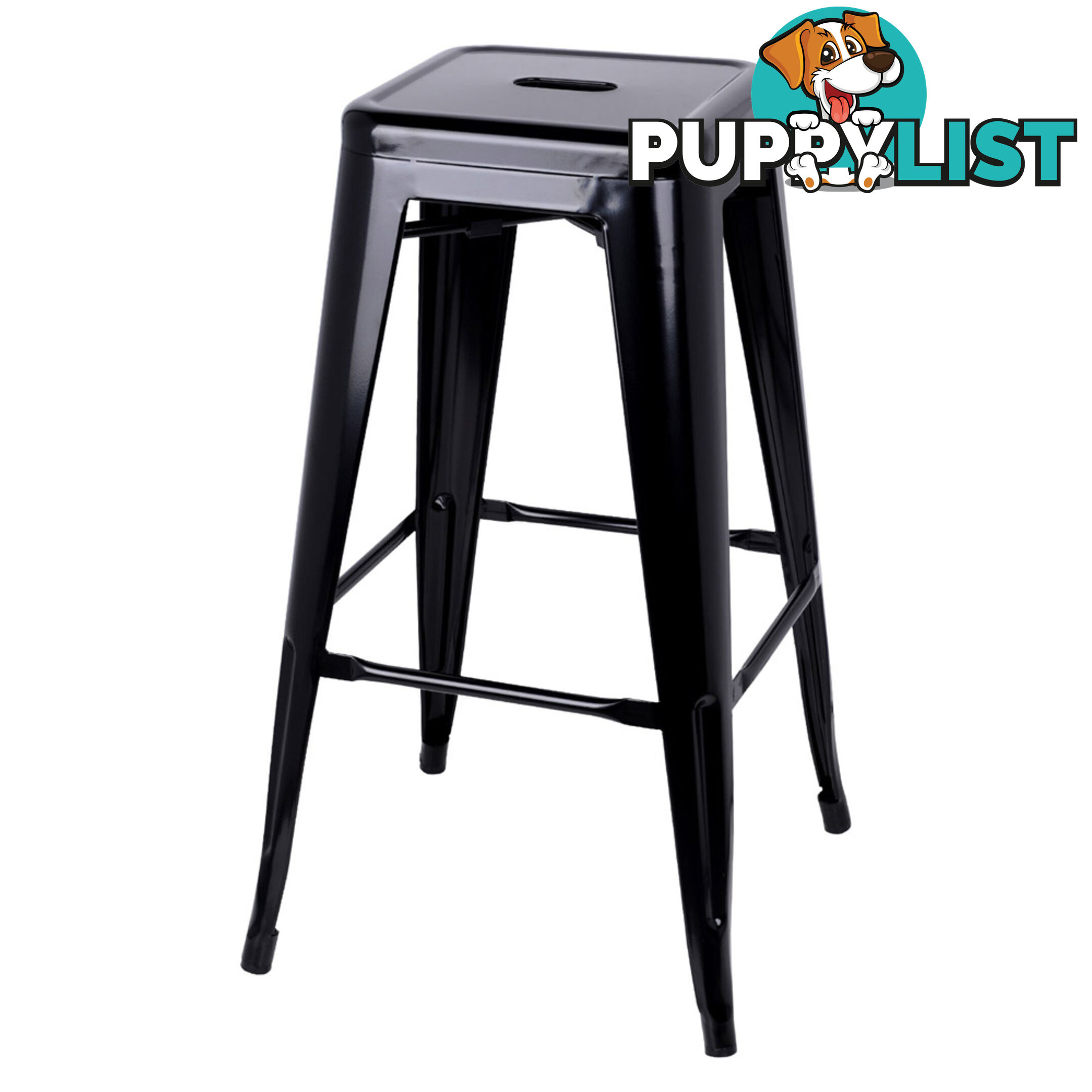 Set of 2 Steel Kitchen Bar Stool 76cm Black